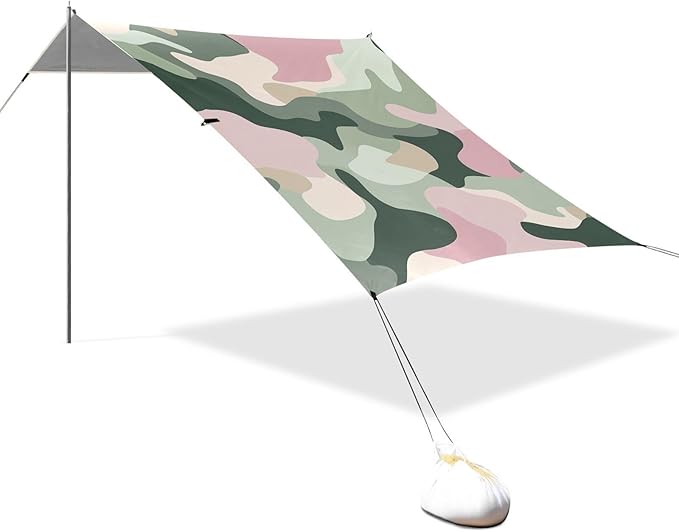Sage Beach Cabana Tent UPF50 Lightweight Portable Sun Shelter with Sand Shovel Sandbags for Camping Picnics Backyard