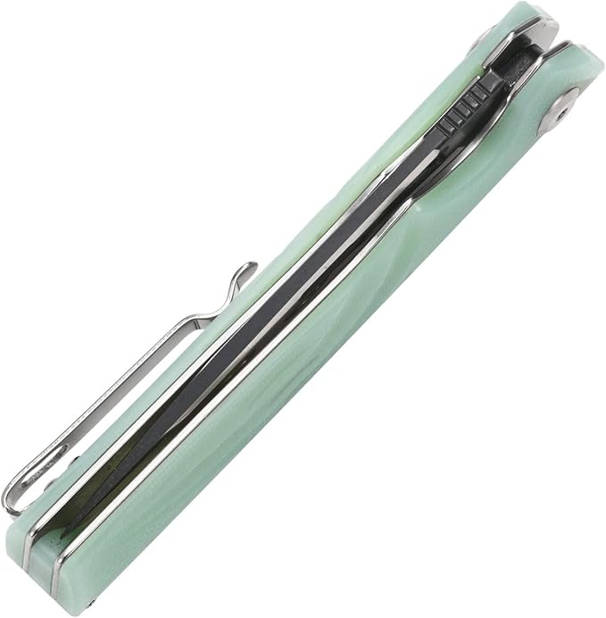 Sitivien ST141 Folding KnifeD2 Steel Blade G10 Handle Pocket Knife EDC Tool Knife for Survival Hiking Camping Fishing(Jade)