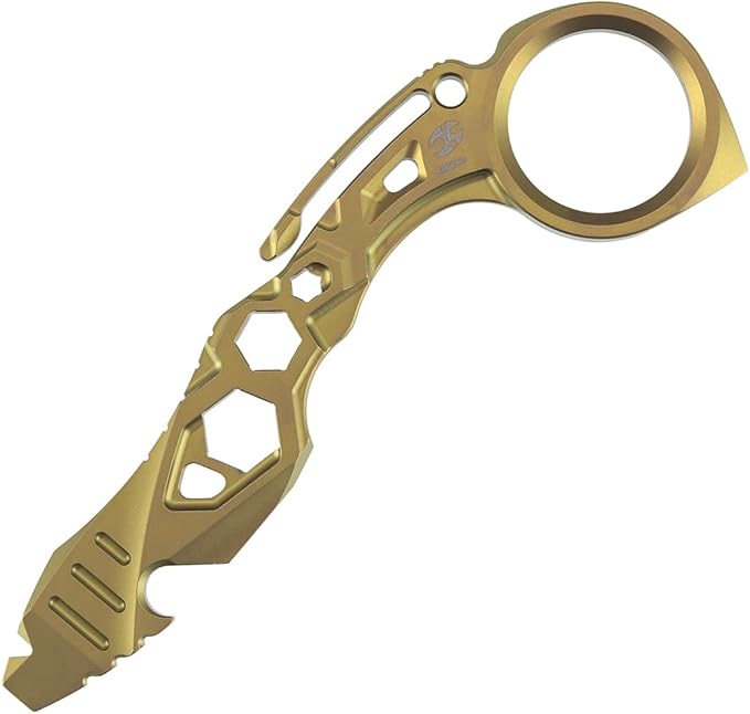 KANSEPT PryMate Golden Anodized Titanium Pry Bar Multitool with Glass Breaker Bottle Opener Hex Bit Pocket Cilp for Your Versatile Companion for Everyday Carry and Camping Accessories G008A8