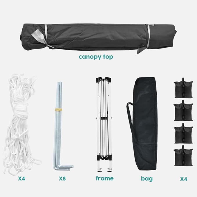 10'x10' Folding Canopy with 4 Removable Sidewalls Outdoor Event Shelter UPF 50+ Gazebo Portable Tents for Parties Beach Camping Wedding EZ Pop Up Canopy Weight Bag + Carry Bag (Black)