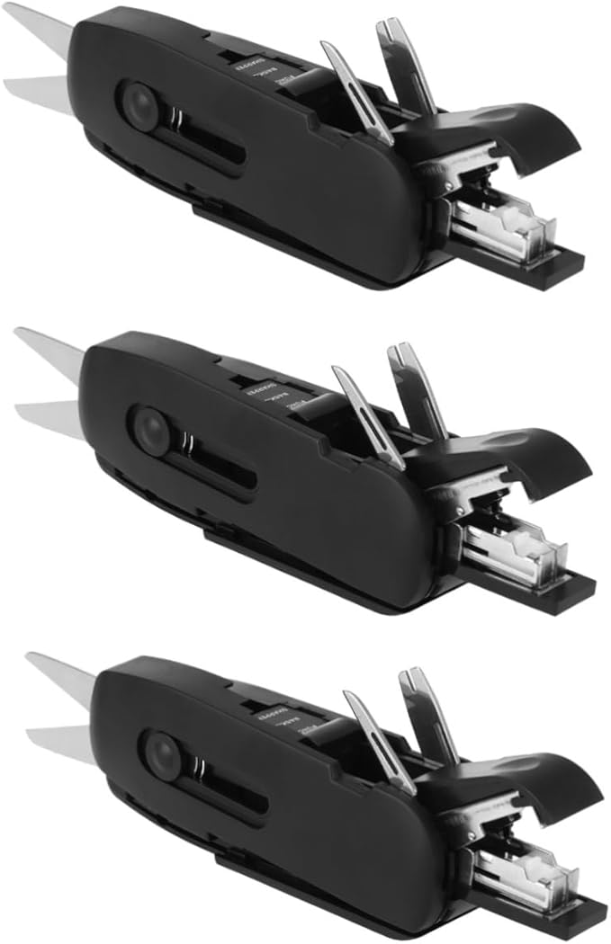 COHEALI 3pcs Office Multifunctional Tool 10-in-1 Mini Tools Kit Scissor Stapler Screwdriver Sharpener Mini for Students Travelers
