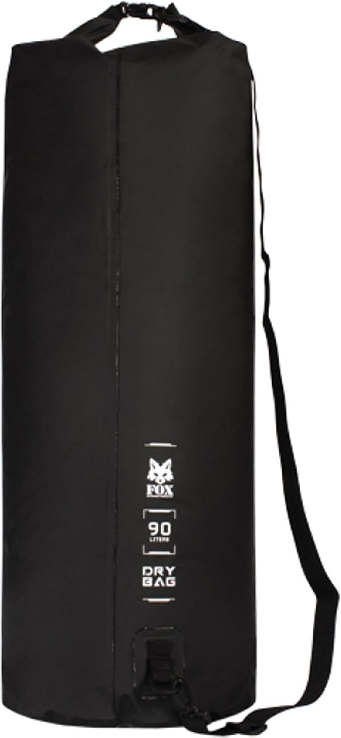Fox Outdoor Products Super Heavy Weight Dry Bag – Waterproof PVC Roll-Top Duffel with Grip &amp Strap Design for Gear Storage 90 LITER BLACK