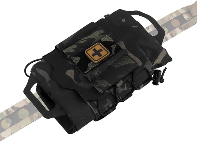 SABADO Rapid/Quick Deploy First Aid Kit Pack Tactical IFAK Pouch Two-Piece System Med Roll Carrier Hypalon Handle Outdoor Sport Hunting Bag