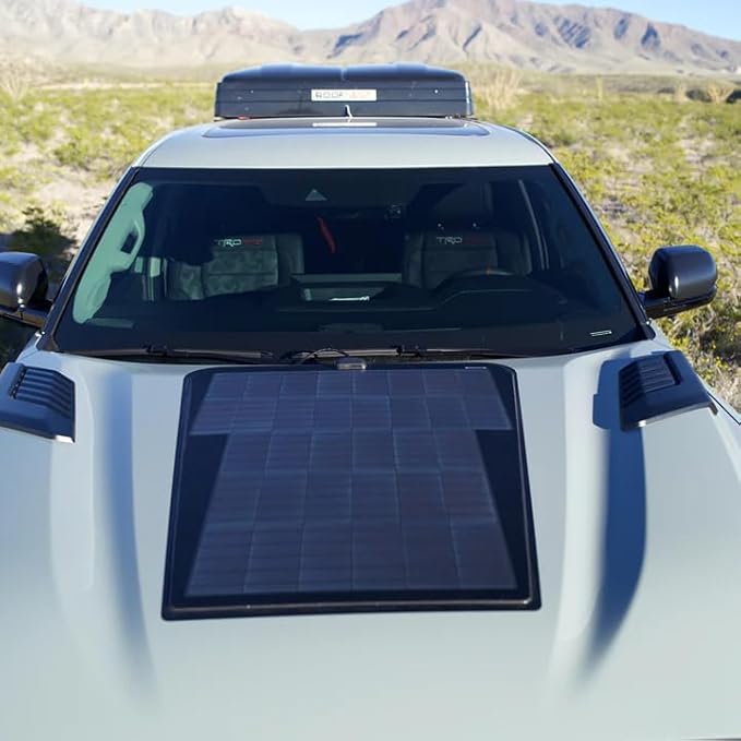 Lensun 90W 12V Hood Flexible Solar Panel for Toyota Tundra 3rd Gen (2022-Present) - Off Grid Solar Power for Offroading/Overlanding/Camping