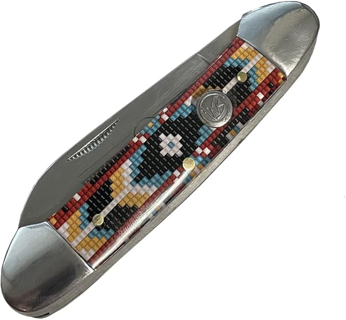 WHISKEY BENT HAT CO. Traditional Canoe Folding Knife 3.63 Closed Length 440C Stainless Steel Blades (Desert Bead)