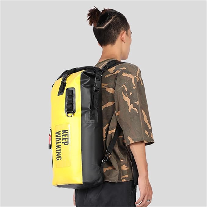 Generic Outdoor PVC Waterproof Dry Backpack Water Floating Bag Roll Top Sack Dry Bags for Kayaking Waterproof Flotation 30L (Yellow30L)