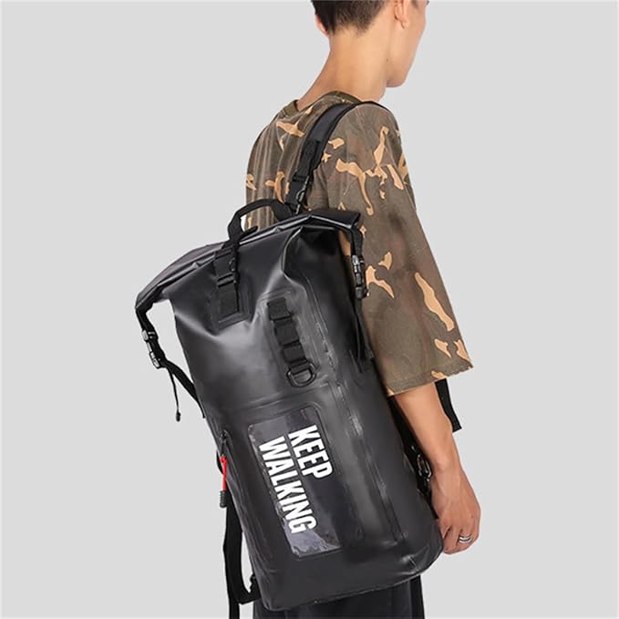 Generic Outdoor PVC Waterproof Dry Backpack Water Floating Bag Roll Top Sack Dry Bags for Kayaking Waterproof Flotation 30L (Black30L)