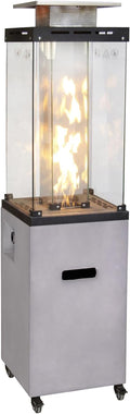 Afterglow Outdoor Patio Propane Fire Heater with Weather Cover Glass 41000 BTU Fireplace Patented &amp CSA Certificated Cement Gray