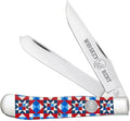 WHISKEY BENT HAT CO. Traditional Trapper Folding Pocket Knife 4.125 Closed Length 440C Stainless Steel Blades (Barn Art)