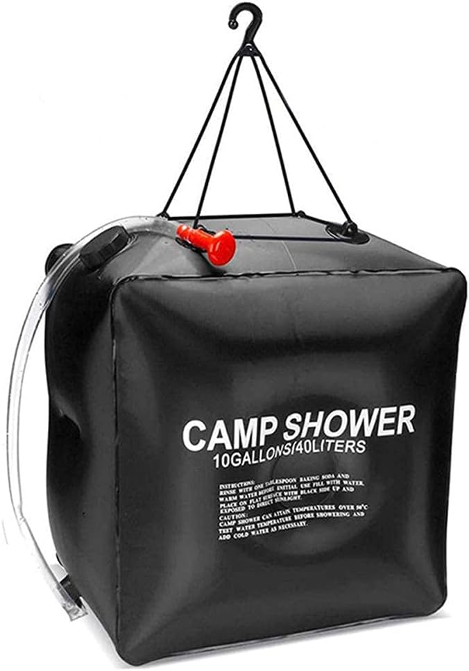 Solar Shower Bag 10Gallons/40L – Camping Shower Portable Solar Heating Bag with On/Off Switch Large Nozzle Shower Header for Outdoor Travel Swimming Beach Hiking Cycling Picnic