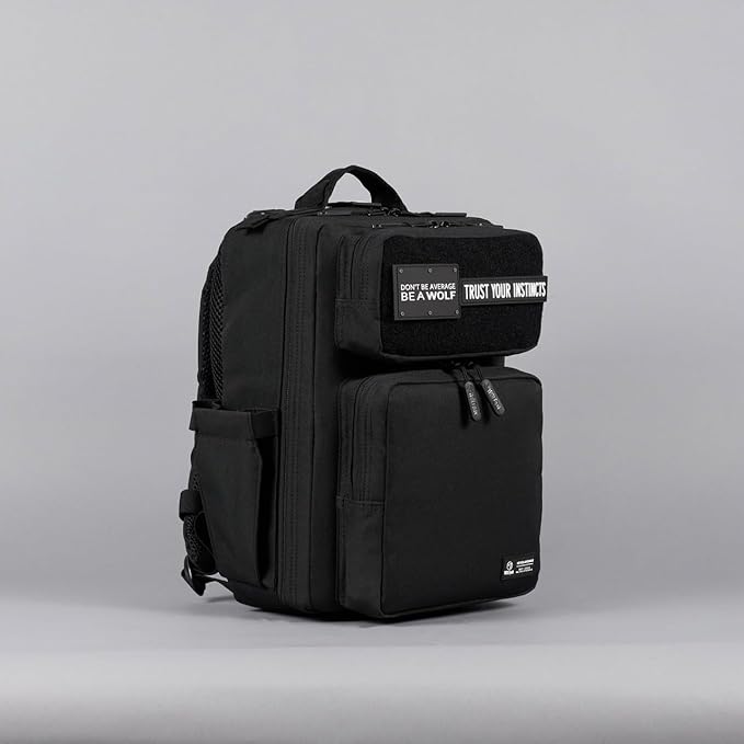 WOLFpak 15L Slim Tactical Gym Backpack - Durable 1000D Waterproof Oxford Material | Minimalist Daypack w/Laptop Pocket &amp Dual Cup Holders | Great for Travel &amp Everday Carry | (Alpha Black)