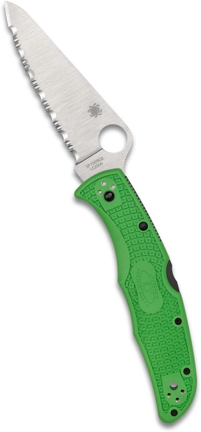Spyderco Pacific Salt 2 Lightweight Knife with 3.78 Corrosion Resistant H-1 Steel Blade and Black Non-Slip FRN Handle