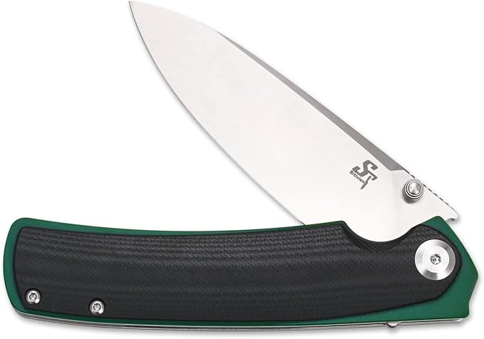Sitivien ST127 Folding Knife D2 blade G10 Handle Ball Bearings Pivot EDC Tool Knife with Reversible Deep Carry Clip for Outdoor Camping Hiking(Black)