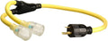 Coleman Cable 01915 3-Feet Generator Power Cord Adapter 10/3 Splitter Y Adapter L5-30P to (2) Lighted 5-20R