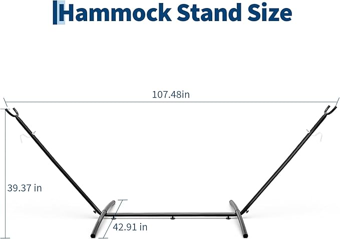 9FT Heavy Duty Adjustable Steel Hammock Stand 450 LBS Capacity Outdoor Hammock Frame Weather Resistant &amp Easy to Assemble for Patio Yard Garden