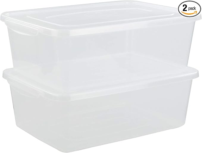 Gloreen Clear Storage Bin 16 Quart Latch Bins/Containers/Boxes with Lid Pack of 2