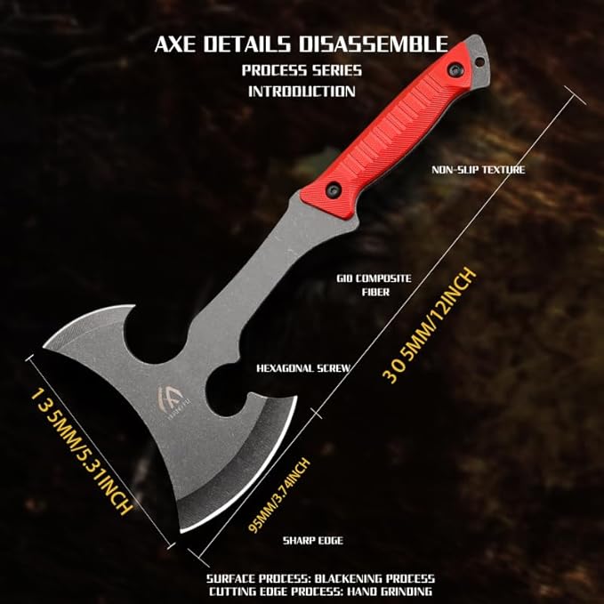 6PC Camping Axe Folding Survival Axe Outdoor Adventure Tactical Camping Axe (Black)