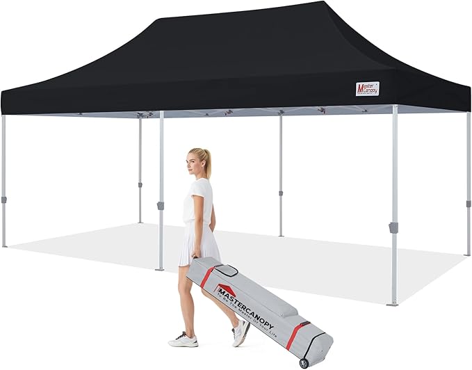 MASTERCANOPY Pop Up Canopy Tent Commercial 10x20 Instant Shelter (Black)