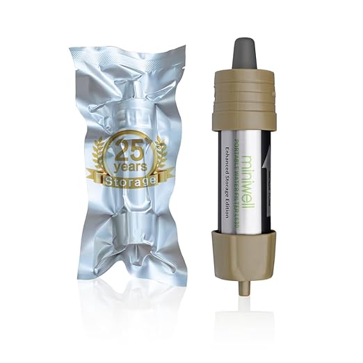Miniwell L630 Portable Water Filter with Upgraded Vacuum Packaging - 25 Year Storage Long Lasting and Versatile Usage Options Single