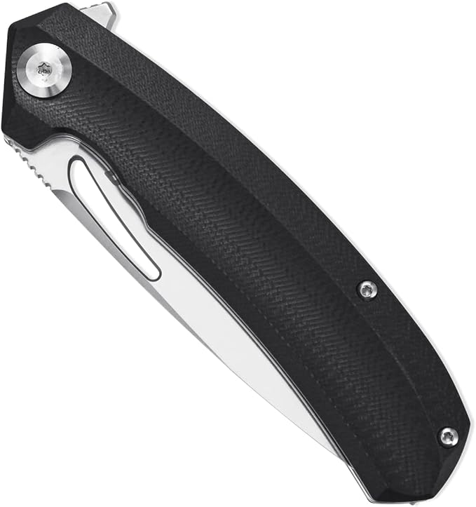 Sitivien ST119 Folding Knife D2 Steel Blade and G10 Handle EDC Tool Knife with Pocket Clip for Outdoor Camping Hiking Survival(Black)