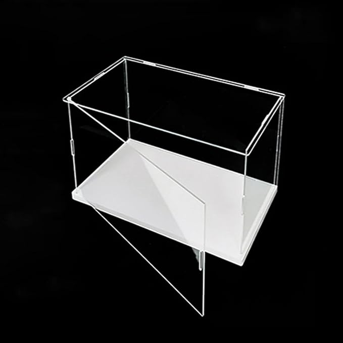 MECC Openable Clear Acrylic Display Case-Assemble Countertop Box with white Base for Display-Clear Display BoxDustproof Protection Showcase for Figures Toys Collectibles (14x8x8inch/35x20x20cm)