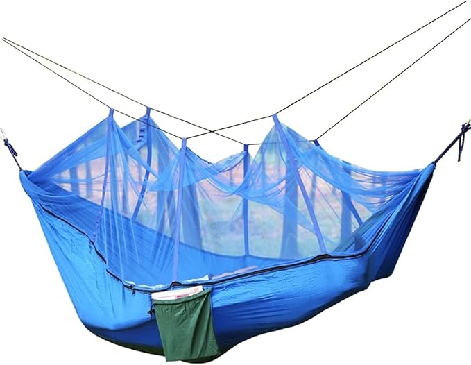 Portable Hammock Portable Travel Hammock Camping Hammocks Swing Bed with Removable for Outdoor Beach Garden Backyard （Size: 140cmx265cm） for Backpacking Beach (Color : Blue)