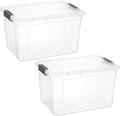 Superio Storage Bins with Lids Clear Plastic Containers for Organizing Stackable Totes BPA Free Odor Free Organizer Boxes for Home and Dorm (2 Pack 14.25 Qt)