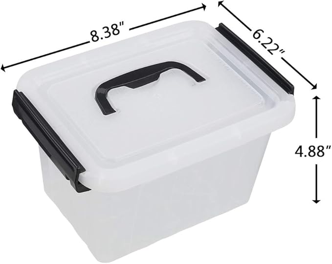 Asking Plastic Latching Box with Black Handle Lidded Storage Bins 6 Packs 3 Quart