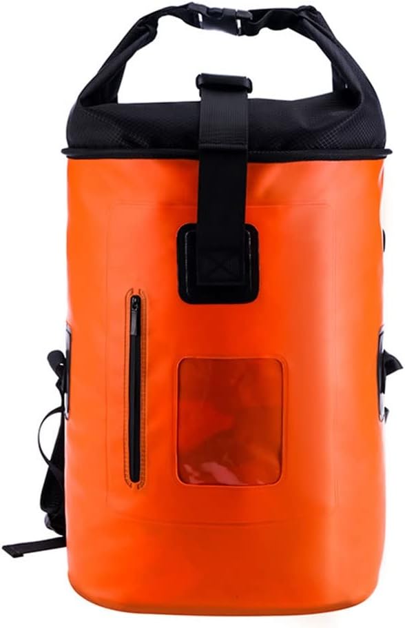 Waterproof Dry Bag for Women Men 20L Roll Top Lightweight Dry Storage Bag Backpack Floating Waterproof Dry Bag with Exterior Zippered Pocket (Color : Orange)