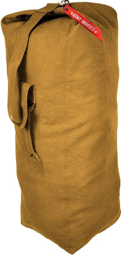 Top Load Heavyweight Cotton Canvas Tactical Military Duffle Bag Carryall Shoulder Storage Bulk Travel Bag Coyote Brown - 12 x 12 x 27