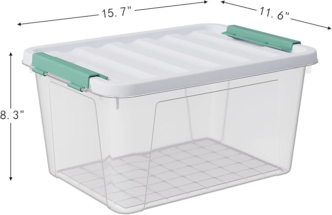 20 Quarts Latching Storage Boxes 6-pack Clear Plastic Bins Containers with Lids