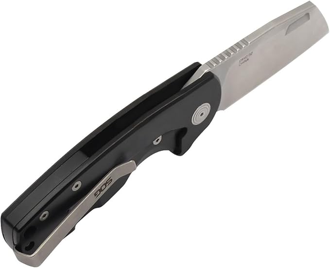 SOG Stout FLK Cleaver Daily Carry Folding Knives | G10 &amp Steel Handle | CRYO D2 Steel Blade | Short-Blade Frame Lock Folder