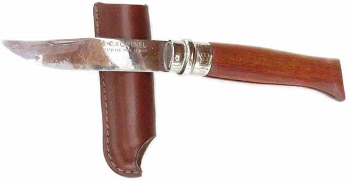 oopsmark Leather Belt Sheath and Case for Knives Designed in Opinel France - Pocket Knife Holder for Camping Hunting Fishing and Picnics