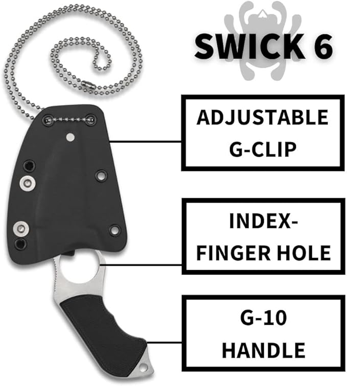 Spyderco Swick 6 Fixed Blade Knife with 2.7 LC200N Steel Blade and G-10 Handle - EDC Knife for Men and Women Perfect for Hunting Tactical Camping Survival Hiking - SpyderEdge - FB14S6