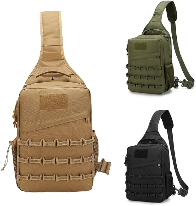 Outdoor Sports Hiking Sling Bag Shoulder Pack Camouflage Tactical Molle Chest Bag - Green