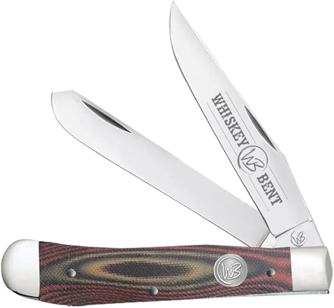 WHISKEY BENT HAT CO. Traditional Trapper Folding Pocket Knife 4.125 Closed Length 440C Stainless Steel Blades (Desert Sand)