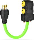 30 Amp to 20Amp Generator Distribution Adapter L14-30P to 4 X 5-20R/15R 4-Prong to Mutiple Household Outlet w/ 20amp Circuit Breaker 1.5FT