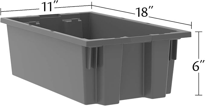 Akro-Mils 35180 Nest and Stack Plastic Storage Container and Distribution Tote (18-Inch L x 11-Inch W x 6-Inch H) Red (6-Pack)