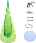 TOPIND Kids Hanging Pod Swing ChairChild Hammock Chair for Indoor and OutdoorSwing Chair with Inflatable Pillow and All Accessories Easy to Hang Comfortable NestGirls and Boys(Green)