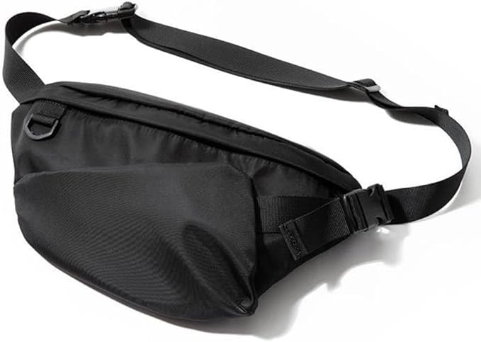 Large Waist Bag Fanny Pack for Men Hip Bum Chest Bag Water Proof Hikking outdoor day Purse (Black Nylon)