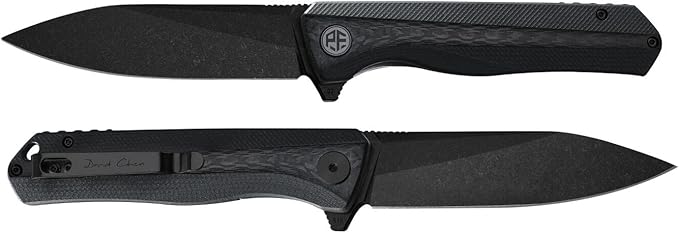Petrified fish PF8183.54 D2 Blade104g G10 Handle Flipper Folding knife (Carbon fiber with G10 handle Black stonewashed)