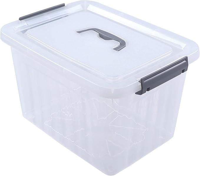12 Qt Storage Container with Lid 1 Pack Latching Box Clear Bin with Handle