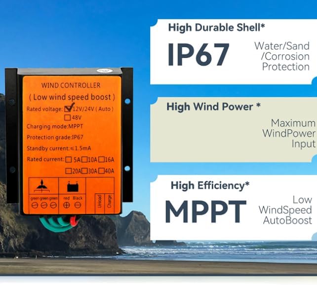48v10000W MPPT Wind Charge Discharge Controller 12V 24V 48V Auto Charger Wind Turbine Generator Solar Panel with Dump Load Home Use