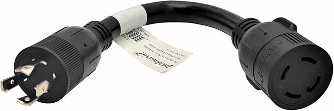 Parkworld 885262 Generator Adapter Cord 4-Prong Locking 20 AMP L14-20 Plug to 30 AMP Locking L14-30 Receptacle 1FT