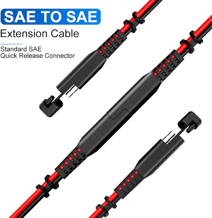 ELECTOP 15ft 10AWG SAE Extension Cable with Quick Connect Disconnect SAE Power Connector for Automotive RV Motorcycle Solar Panel &amp Battery Charging