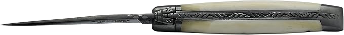 Laguiole en Aubrac Handmade Luxury Folding Pocket Knife 3.5-in (9cm). Zebu Bone Handle Hand Forged Bee Stainless Steel Matte Bolsters