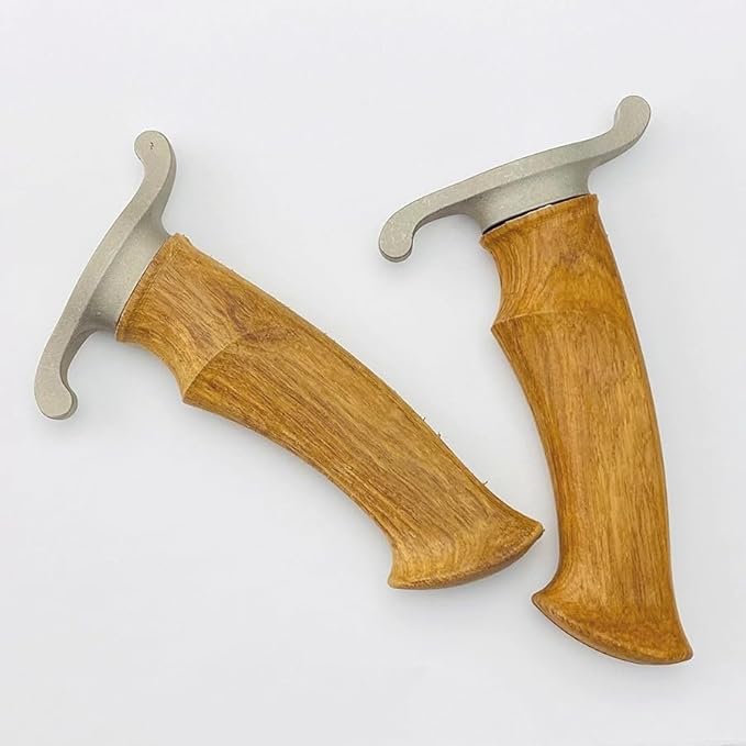 1 Pair Solid Wood Blank Knife Handle with 1PC Steel Finger Guard Protector and 6PCS Screws Fit for Home and Kitchen
