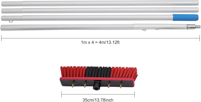 13Feet Reach Solar Panel Cleaning Brush &amp Pole Water Fed Pole KitSuitable for high Windows Cleaning Solar photovoltaic Panel Cleaning and Cleaning Cars Trucks Vans caravans Windows