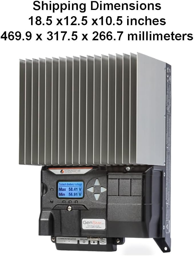 Morningstar GenStar 60A MPPT Solar Charge Controller w/ Meter (GS-MPPT-60M-200V) - Intelligent Solar Panel Regulator for 12/24/36/48V LA/Li Batteries ReadyBlock Expansion 5 Yr. WTY Designed in USA