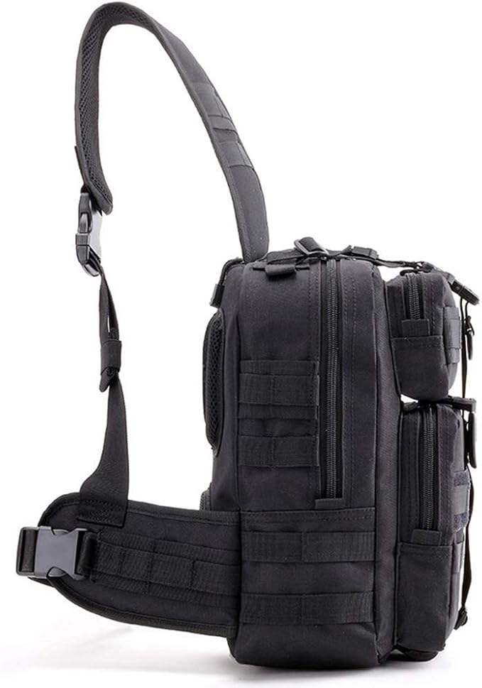 Sunnystacticalgear Outdoor Sports Hiking Sling Bag Shoulder Pack Camouflage Tactical Molle Chest Bag - Black